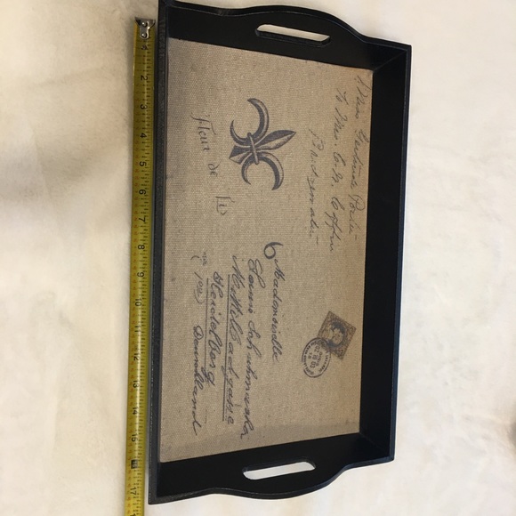 PARIS / FLEUR DE LES THEMED RECTANGULAR WOOD & FABRIC TRAY - Picture 6 of 7